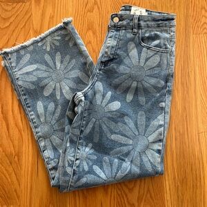 Floral Patterned Straight Leg Jeans